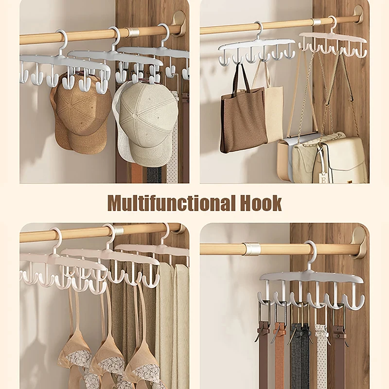 Household Multi-hook Coat Rack 12 Hooks Rotatable Tie Clip Multifunctional Cloak Hanging Underwear Vest Storage Device