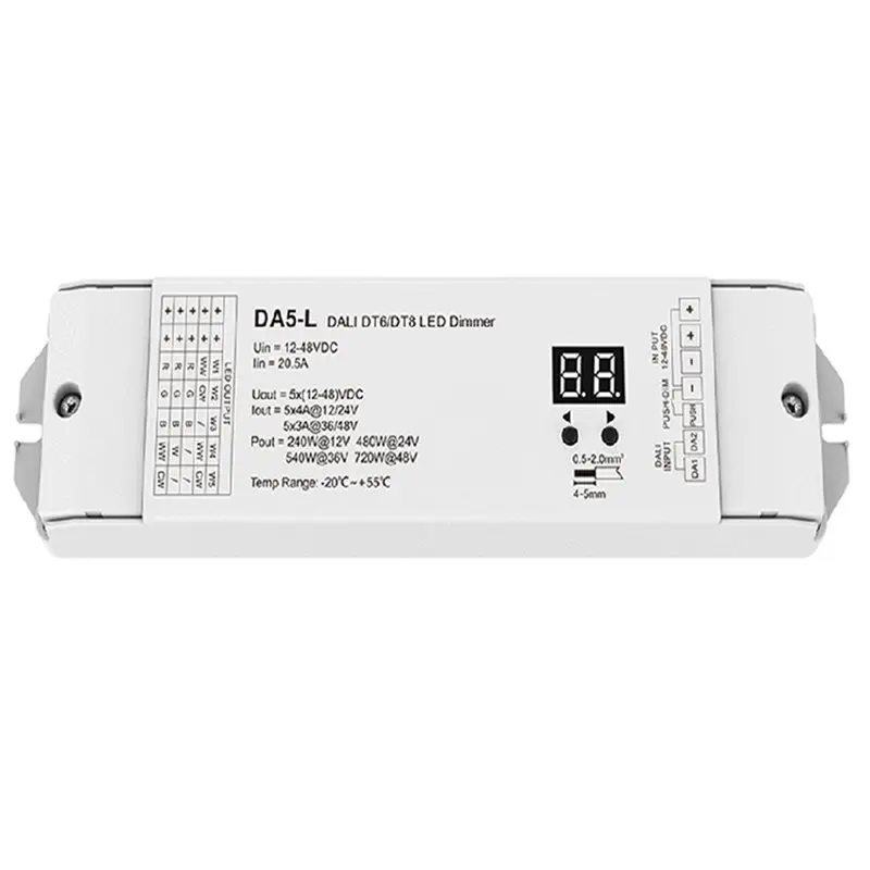 TFORU-DA5-L For RGB RGBCCT LED Strip Light Tape Dalis DT6 DT8 LED Dimmer 12V-48VDC Controller Constant Voltage Driver