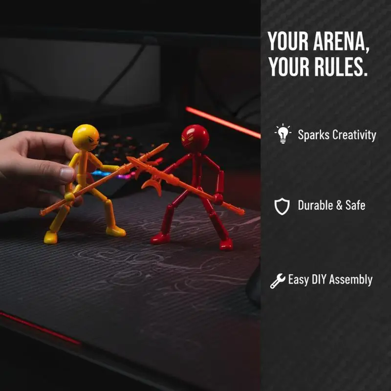 1 Set Novelty Action Figure Stickman Assembled Robot Movable 3d Printing Mannequin Multi-jointed Stickman Toy