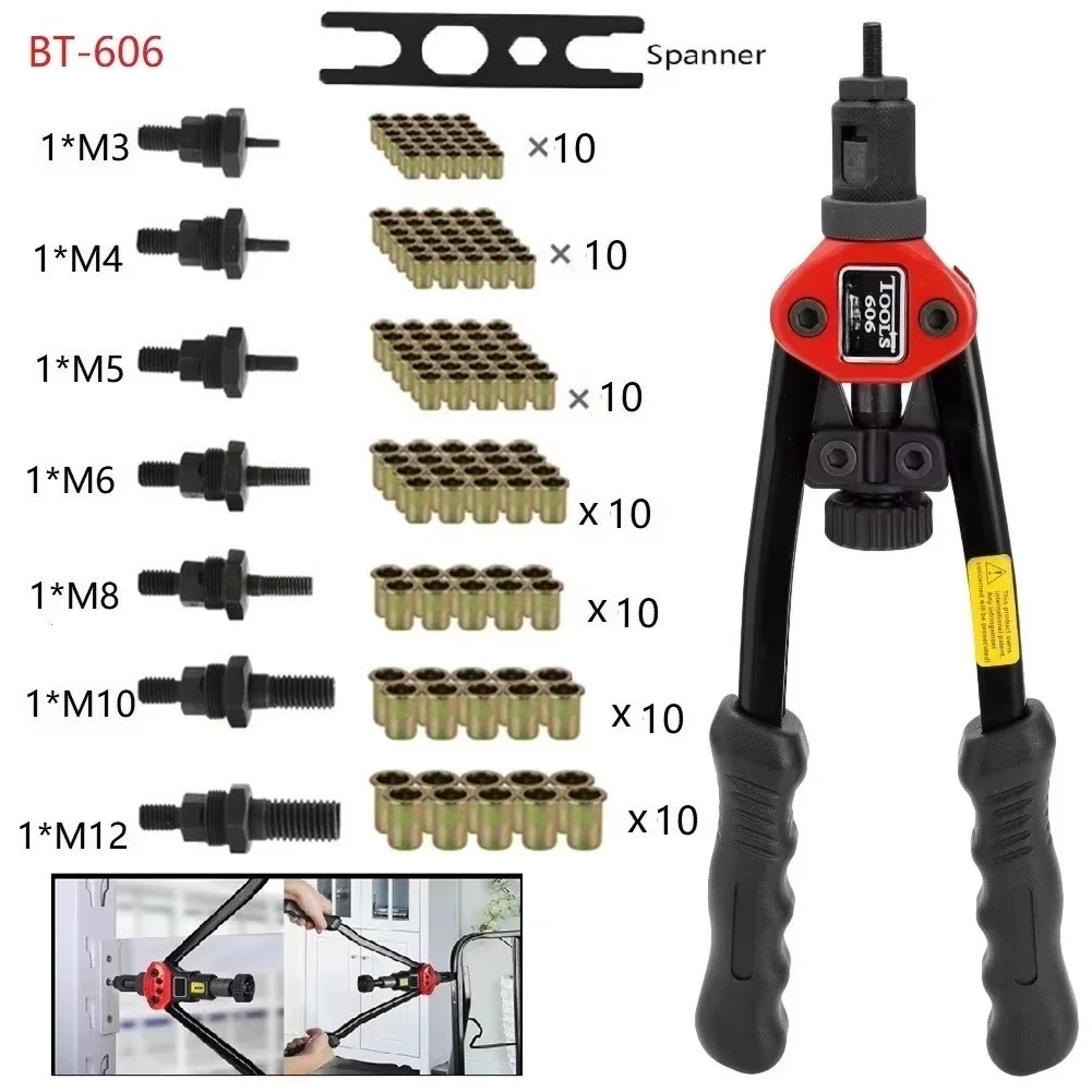Mandrel Insert Threaded Nut Rivet Drilling Rivet Tool M3-M12 Spare Part BT-606 Riveter Gun Tool Hand Riveter Interchangeable