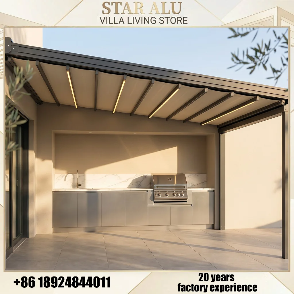 Electric Aluminum Awning Retractable Waterproof PVC Canopy UV Protection Sunshade Shelter for Outdoor Patio