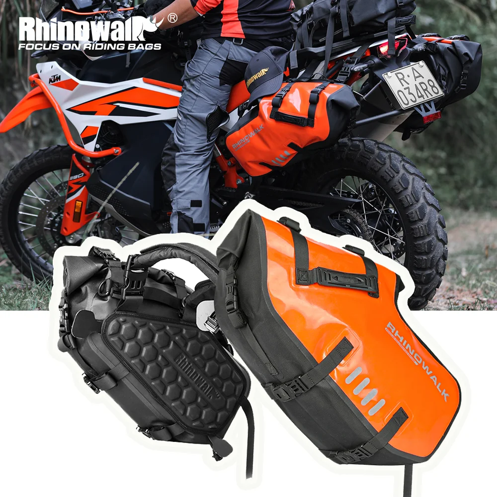 Rhinowalk 2 Pcs Motorcycle Bag 100%Waterproof 18L/28L/48L Universal Fit Motorcycle Pannier Bag Saddle Bags Side Storage Luggage