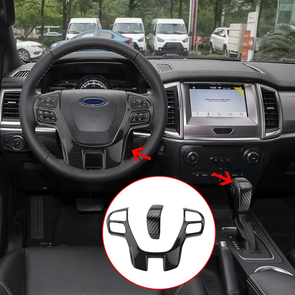 

For Ford Everest 2020-2022 Ranger 2018-2022 AT Gear Shift Knob Sticker Steering Wheel Trim Cover Styling Interior Accessories