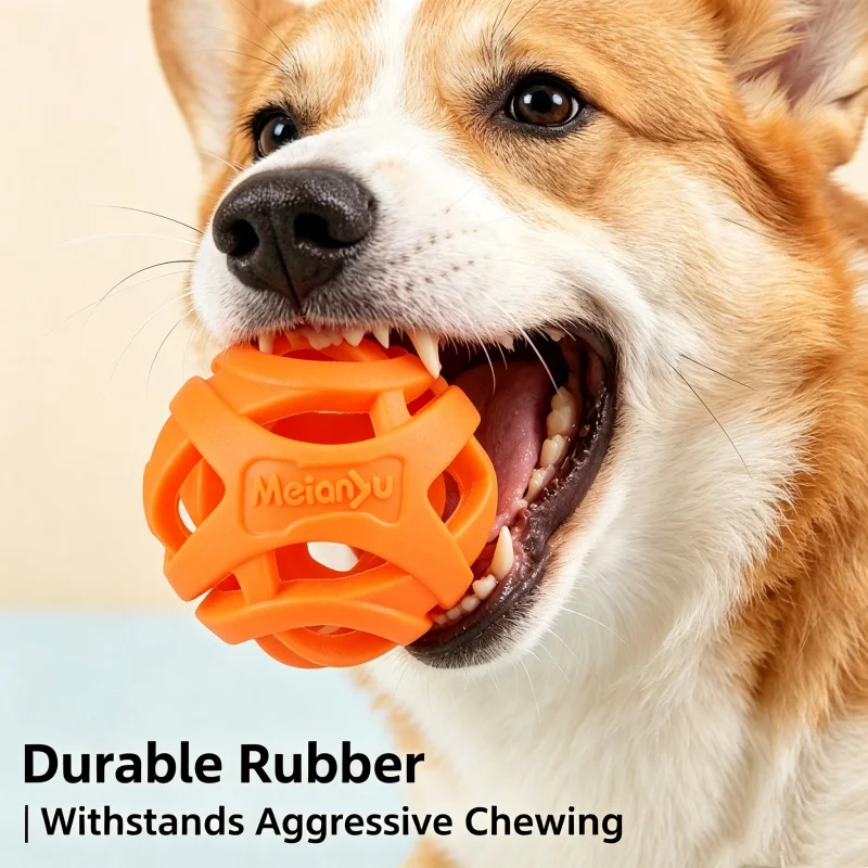 Indestructible Dog Chew Ball for Teething Puppies Floating Rubber Teeth Cleaning Fetch Toy for Small Medium Dogs Pool Play