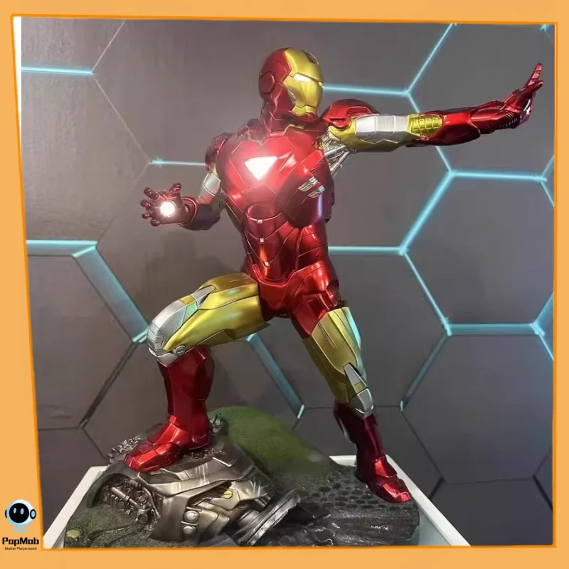 

Avengers 1:4 Iron Man MK6 Light Up Resin Statue with Battle Pose GK Collectible Model Desktop Display Gift