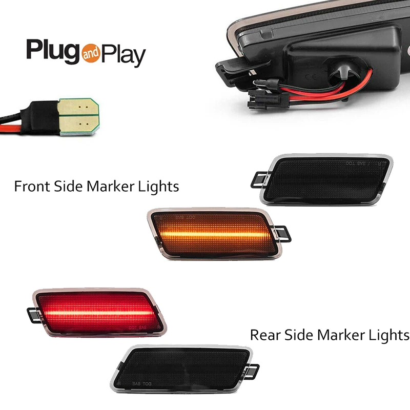 Front Rear Amber Red Led Fender Flare Side Marker Lights For Audi A7 Quattro 14-16 S7 13-18 A7 Quattro 12-18 RS7 14-18