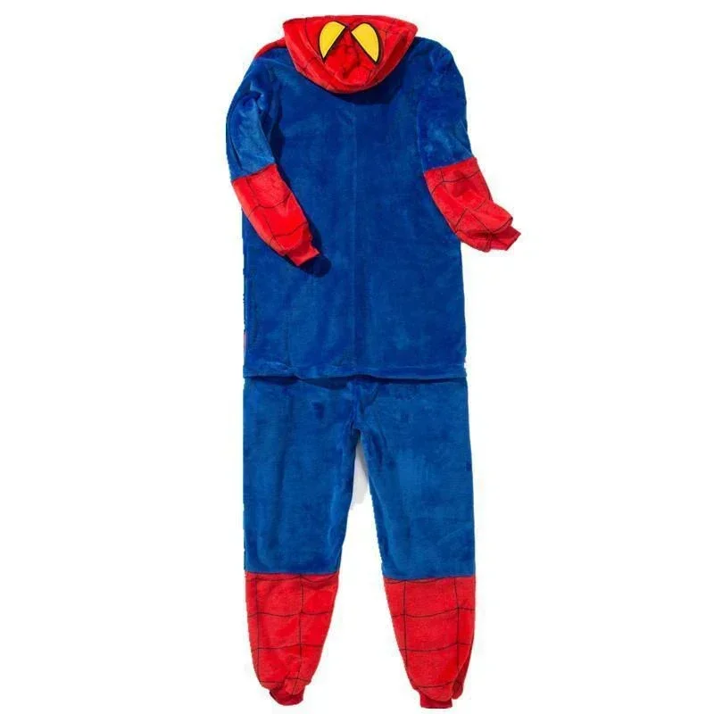 Spiderman Onesie Adult Kids Spider Man Cosplay Costume Nightgown Home Flanne Hooded Sleepwear Jumpsuit Pajamas For Women Men