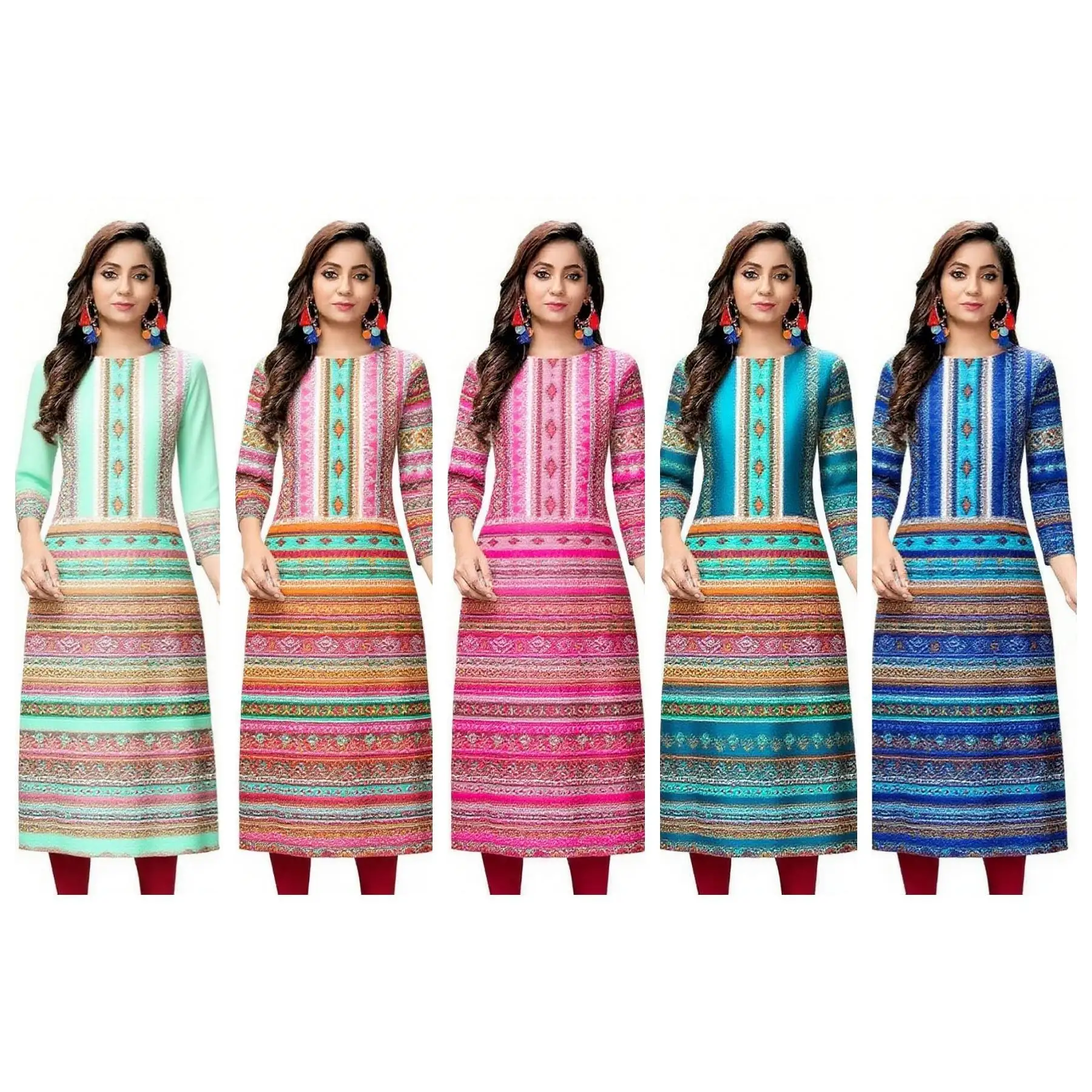 فستان كورت نسائي لعام 2026 عصري وأنيق بأكمام طويلة وأنبوب مستقيم كاجوال برقبة دائرية