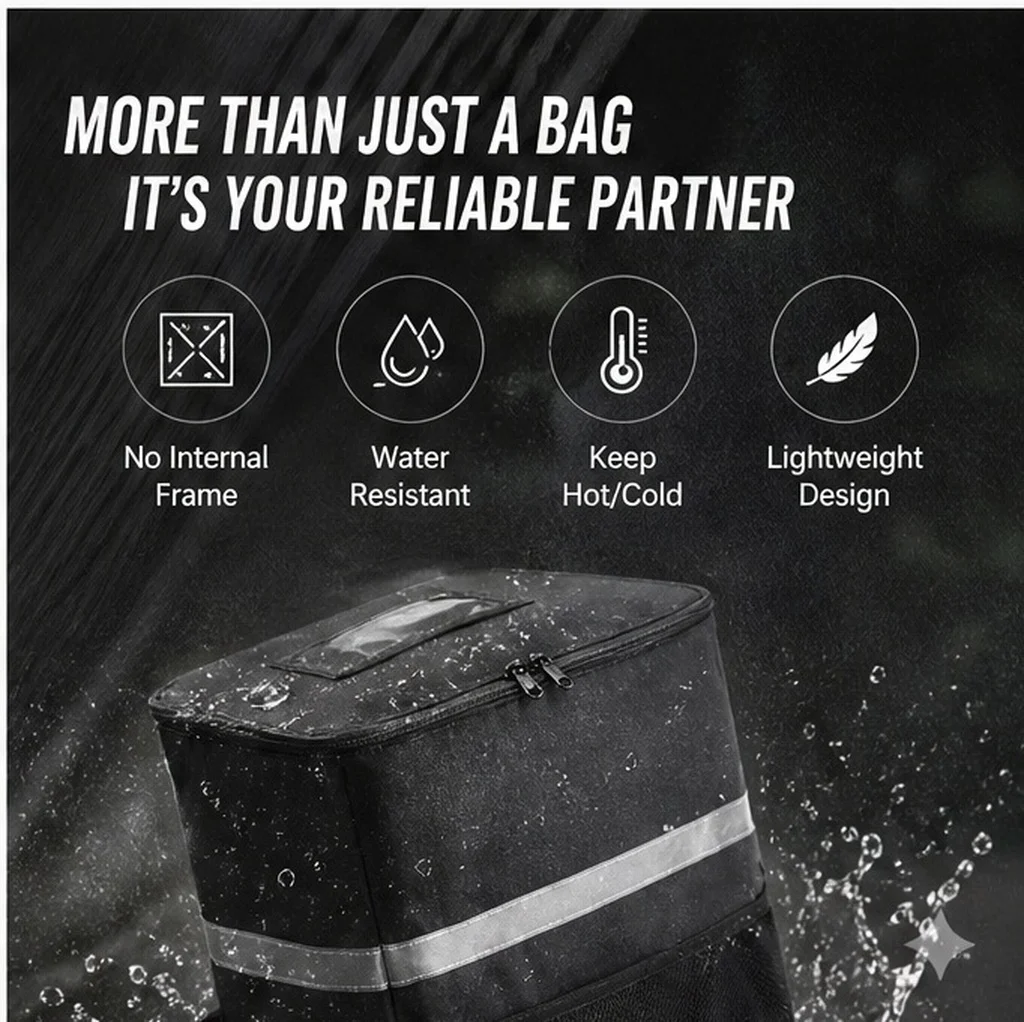 1Pcs Large Capacity Takeout Thermal Bag Thickened Insulation Food Pouch with Smooth Easy Clean Surface for Daily Use Car Home