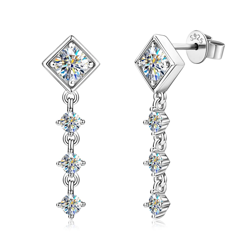

IOGOU 5mm&3mm D Moissanite Drop Earrings for Girls 100% Silver 925 Stud Earrings 2023 Trend Jewelry Accessories Anniversary Gift