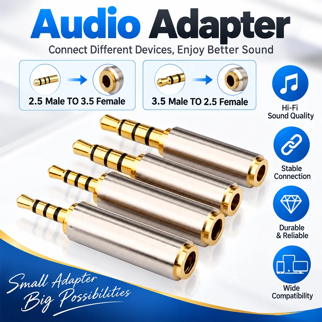 Jack 3.5mm To 2.5mm Audio Adapter 2.5mm Male To 3.5mm Female Plug Connector for Aux Speaker Cable Headphones Micphone Jack