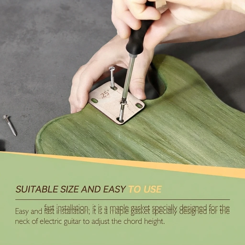 Bolt-On Pitch Correction Kit, 3 Piece Wooden Shims, 0.25 0.5 1 Degree, Luthier Setup Tool for ST TL LP Style Electric Guitars