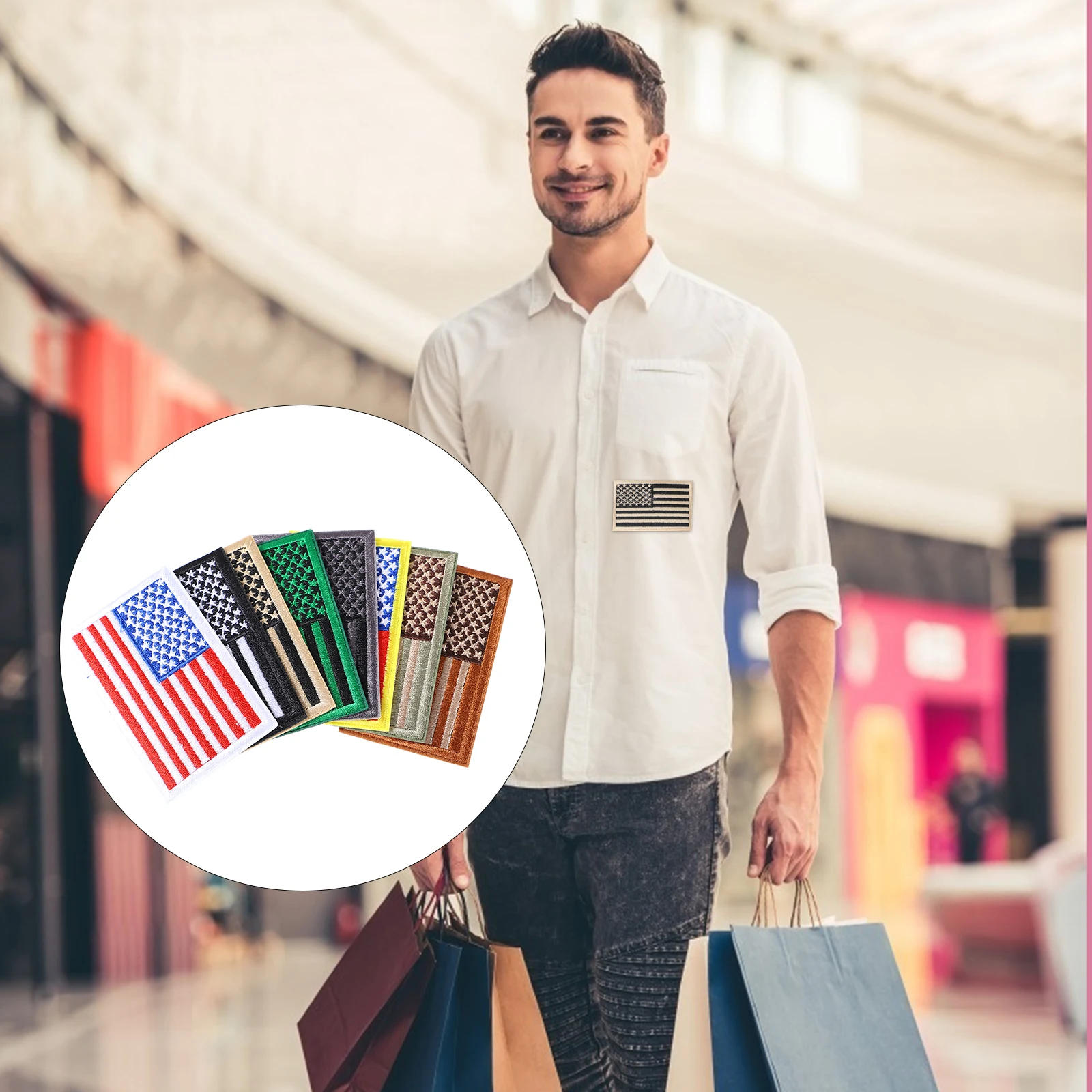 

8Pcs America Flag Embroidery Patch Durable DIY Applique Sew on Patches Clothing Decor Craft Accessories America Flag Patches