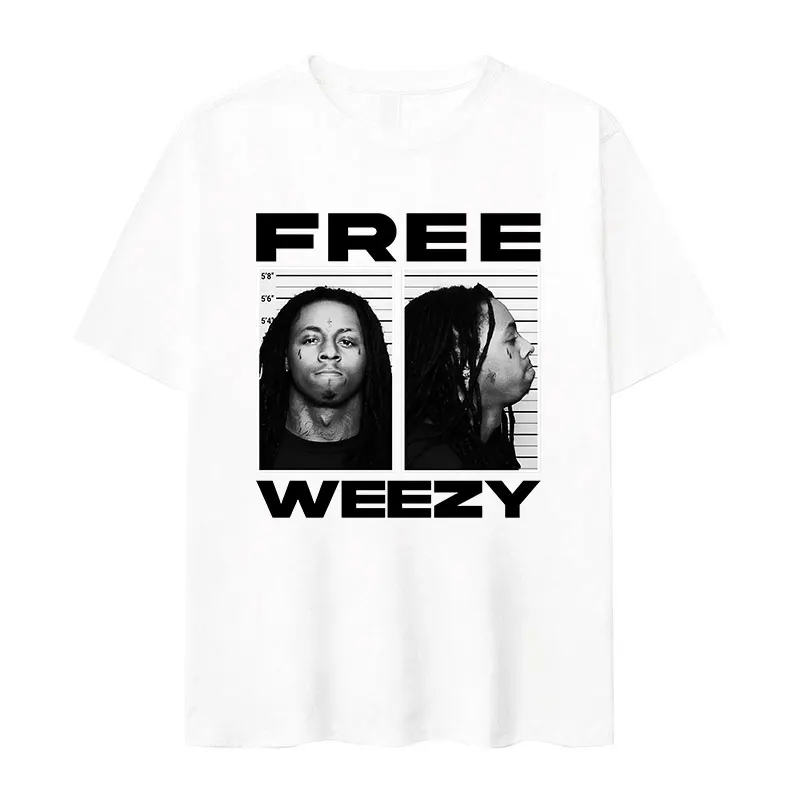 Rapper Lil Wayne FREE WEEZY Graphic T Shirt Men's Hip Hop Vintage Gothic T-shirts 100% Cotton Oversized T-shirt Trend Streetwear