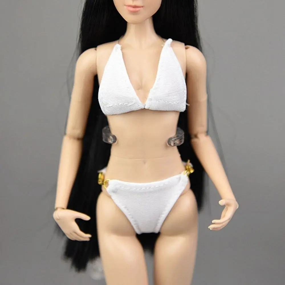 Conjunto de lencería de Bikini para muñeca a escala 1/6, sujetador de muñeca modelo para niñas, ropa interior de tela blanca y negra, HT/PH/JIAOU/CY