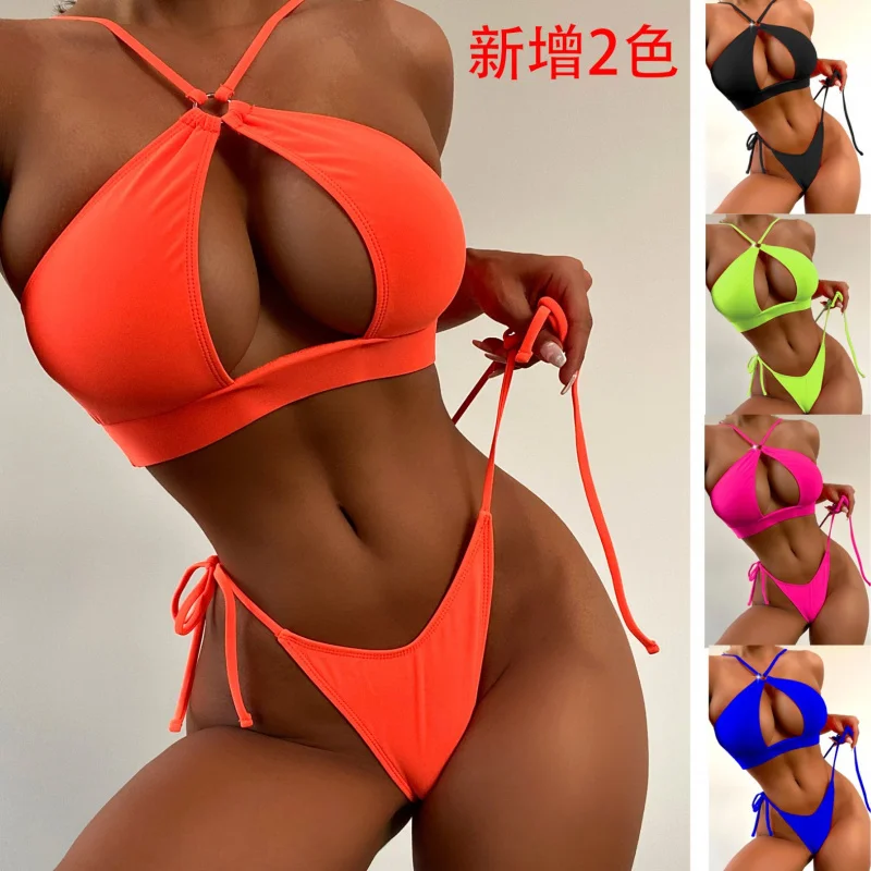 Women's Solid Color Hollow-out Split Swimsuit Bikini Bikini Lz207