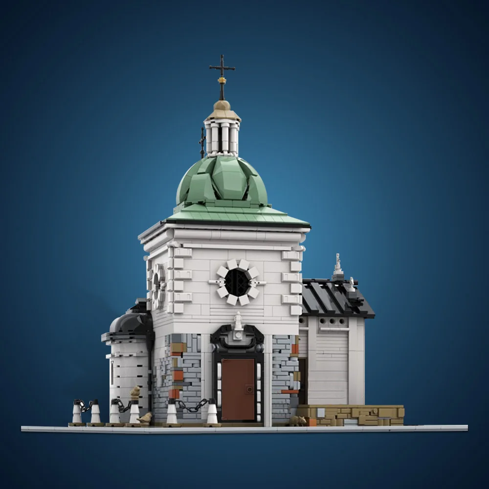 Gobricks-bloques de construcción de iglesia Adalberts, modelo de bloques de palacio blanco, vista de calle arquitectónica clásica, juguete ensamblado DIY, regalo para niños