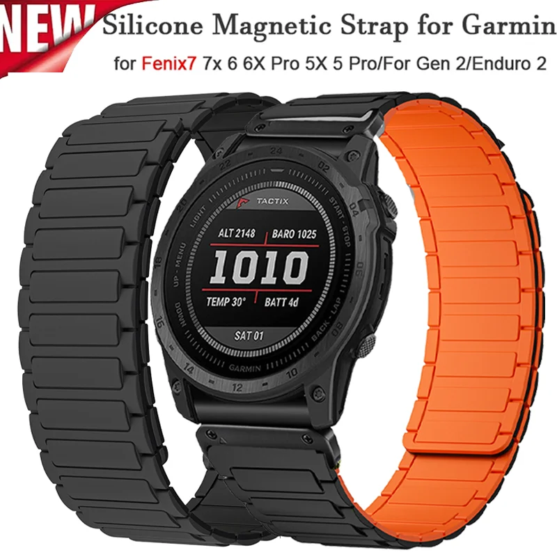 Bracelet en silicone magnétique à ajustement rapide pour Garmin, bracelet de sport, boucle sans espace, montre 3 HR, Fenix 5X Plus, 7X, 6X Pro, 26mm
