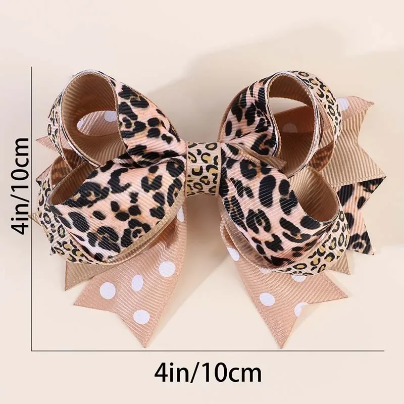 Oaoleer New Leopard Printed Hair Bows Clips For Baby Girl Handmade Ribbon Thousand Bird Plaid Hairpin Barrettes Hair Accessories