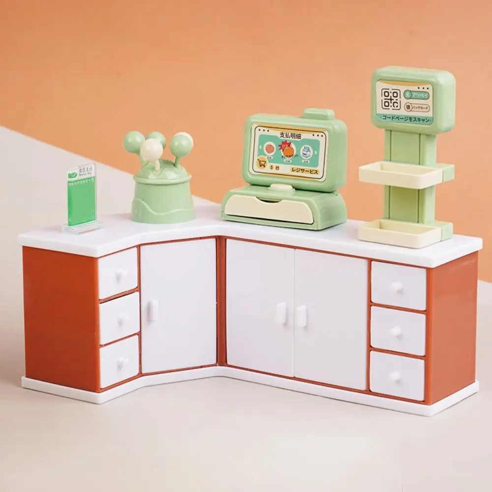 Cash Register Dollhouse Miniature Cashier Checkout Lollipop Snack Rack Mini Cashier Counter Toys Simulation Reusable