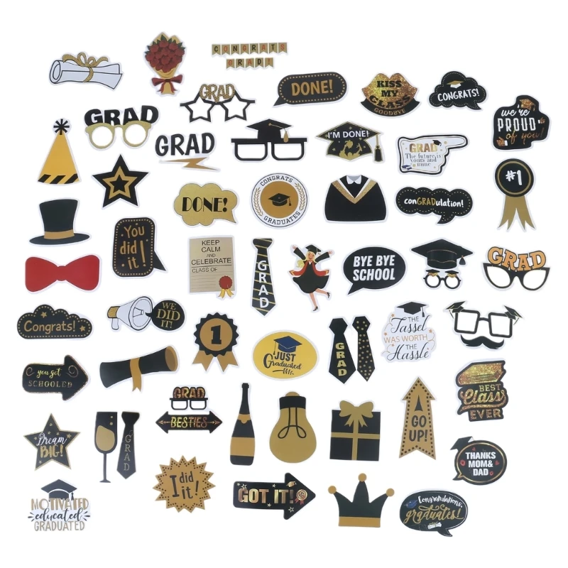 52-piece/set Graduation Grad Stickers Decals for High School College Kindergarten Preschool- Graduation Party DropShipping