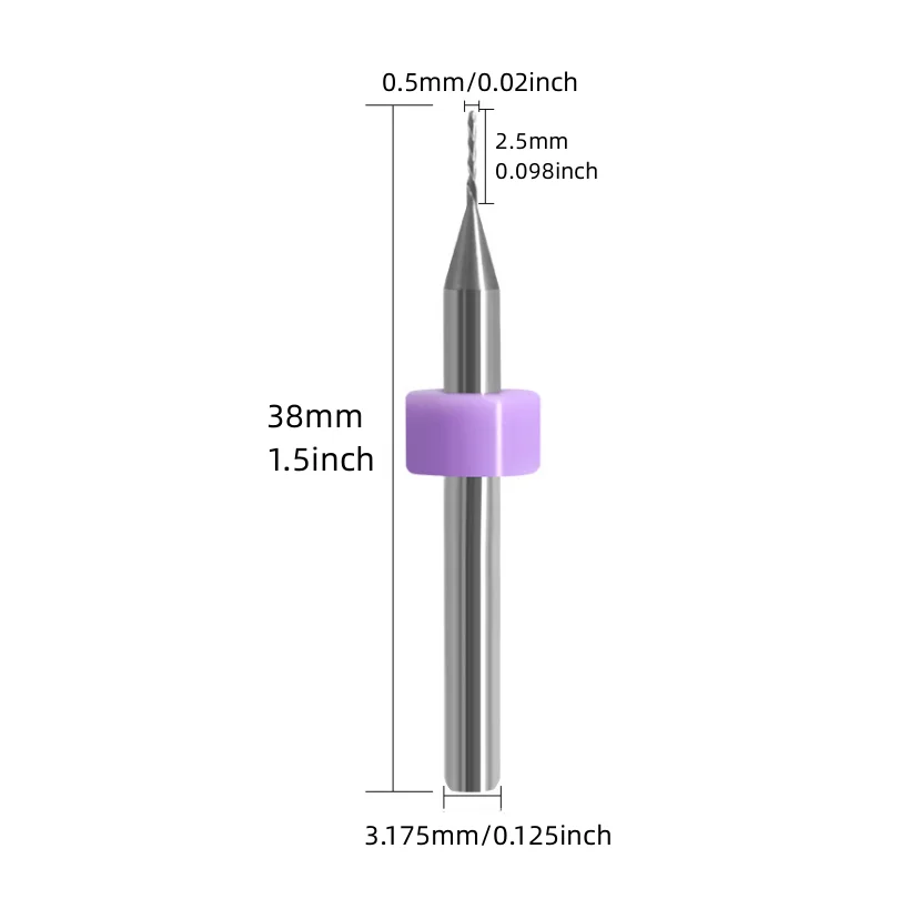 10pcs Tungsten Carbide End Mill Cutter Set for CNC Machinery Slivery Engraving Bits 0.5mm 1.5mm 1.6mm x3.175mm