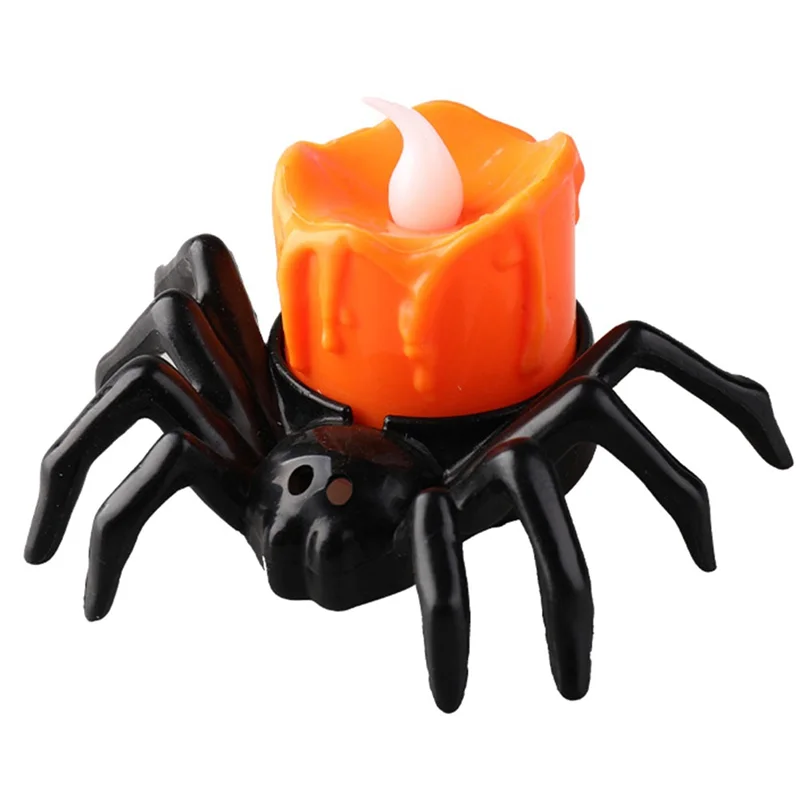 12 PCS Halloween Tea Lights Candles, Halloween Spider Tealights Spooky Electric Flickering Candles for Halloween