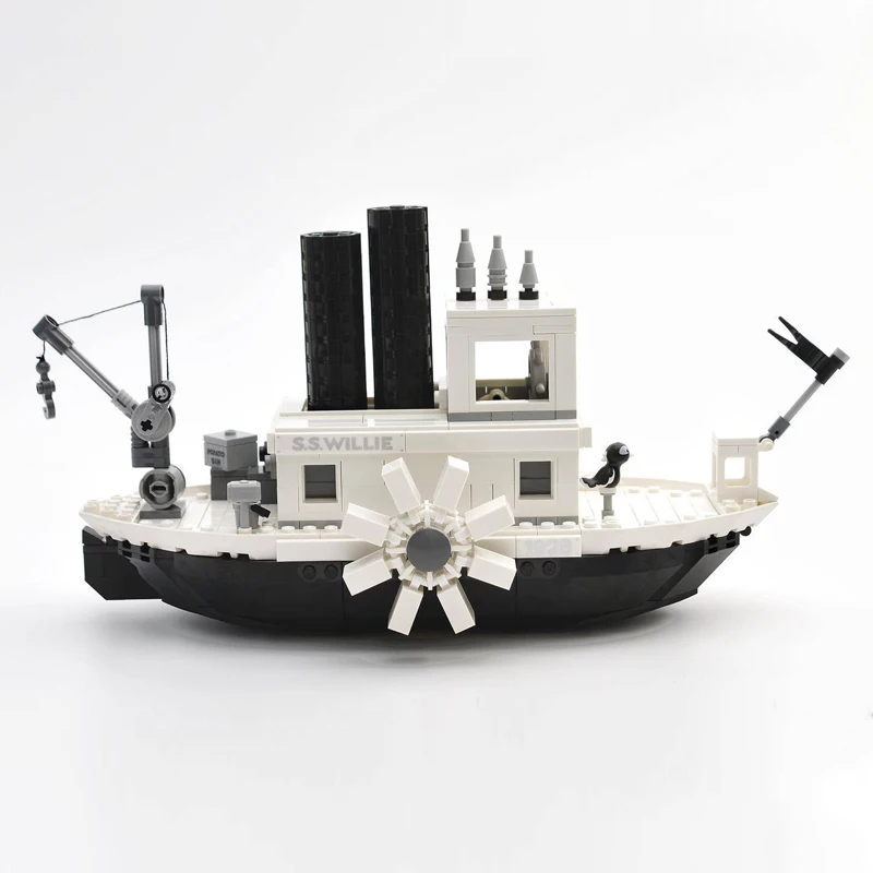 Kit de blocs de construction de bateau à vapeur noir et blanc pour enfants, briques MOC, jouets pour garçons, cadeaux de Noël pour adultes, décoration de la maison, 21317