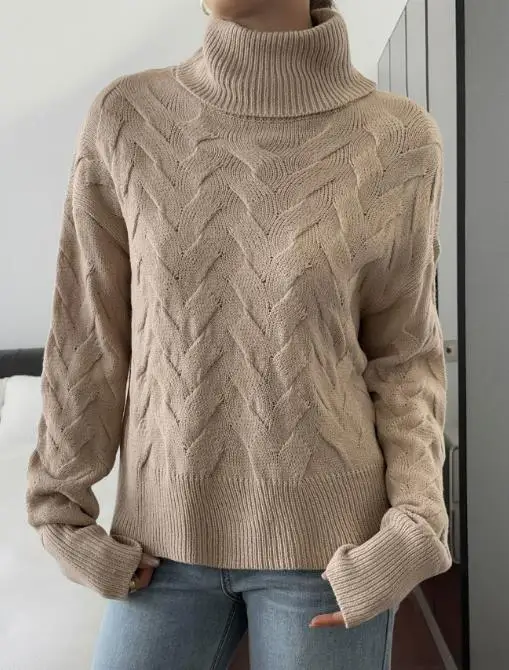 2025 Autumn/winter Casual Solid Color Woolen Long Sleeve Sweater Women's Wear
