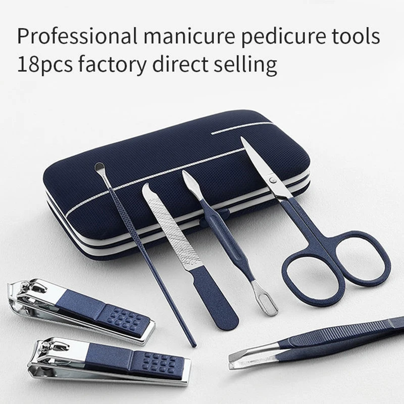 New Upgrade Professional Nail Care kit Manicure Grooming Set w/ Travel Case Nail Clippers Pedicure Kit high-end stainless steel