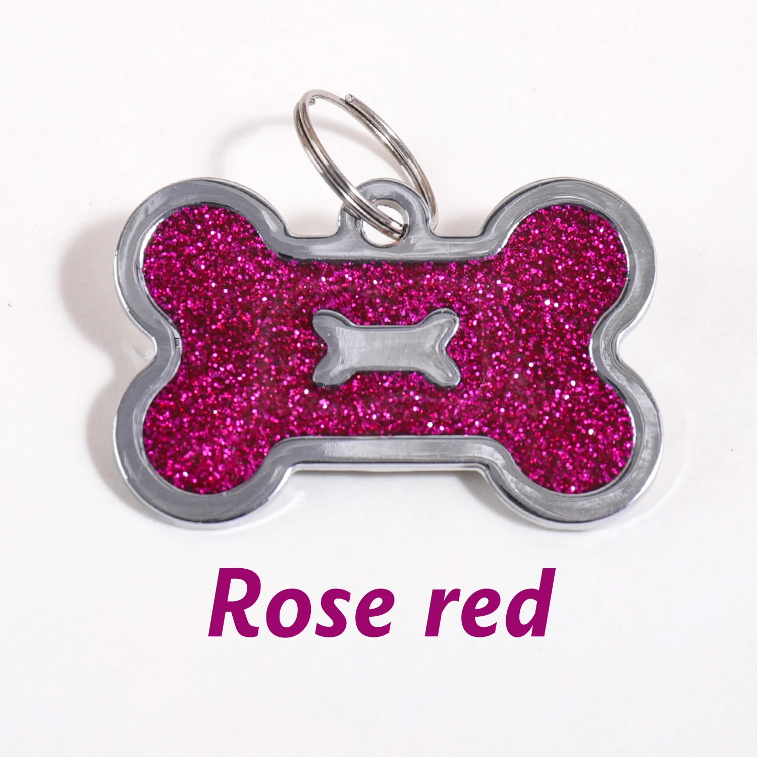 Gliterende gepersonaliseerde tekst hondenlabels, gepersonaliseerde naam honden ID-tag, laser gegraveerde tekst en nummer, halsband hanger, gepersonaliseerde naam huisdier ID-tag