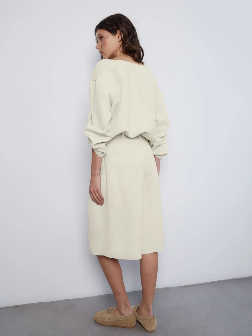 Marthaqiqi Casual Ladies Nightwear Suits Sexy O-Neck Sleepwear Long Sleeve Pajamas Knee Length Shorts Loose Home Clothes Female