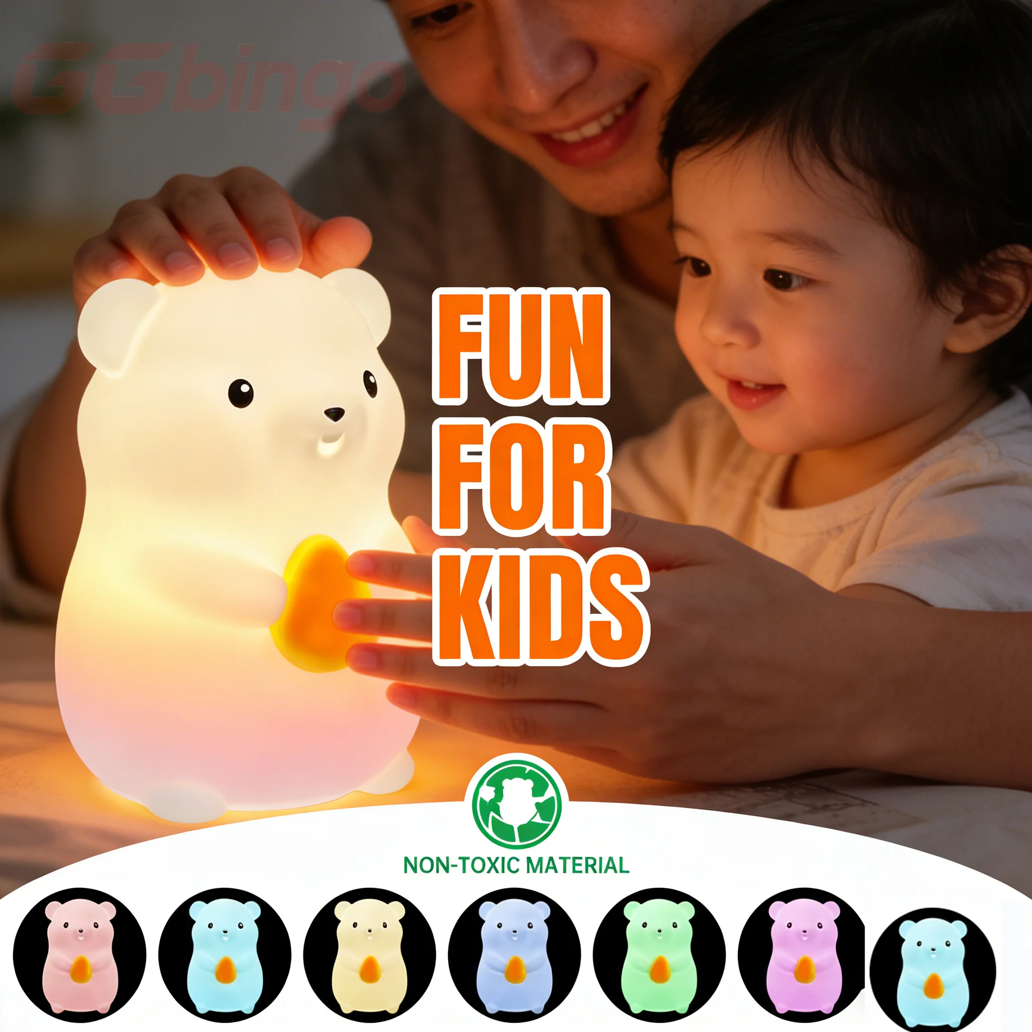 Niedliches Silikon-Einhorn, Schaf und Hamster, RGB-LED-Nachtlicht, USB wiederaufladbar, Cartoon-Tier-Touch-Lampe für Kinderzimmer, Dekoration, Geschenk