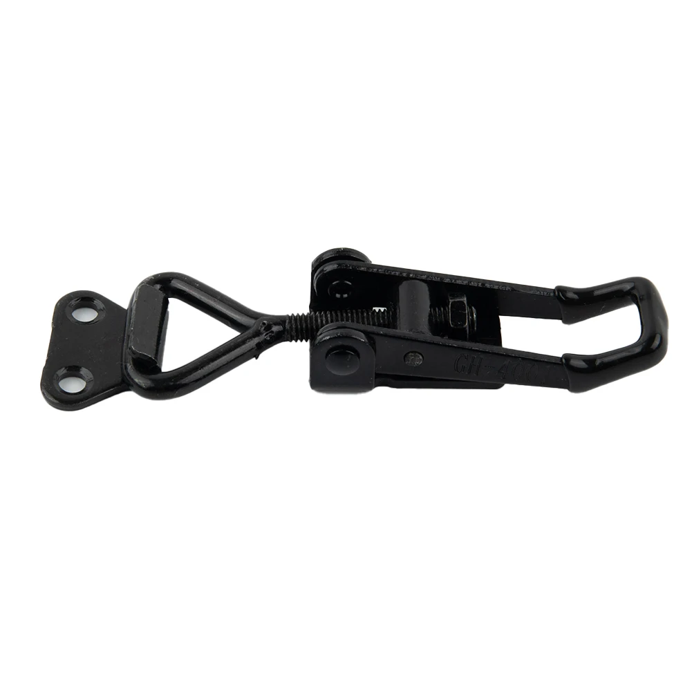 

Holding Capacity 100KG Toggle Clamp Steel Hasp Black Plated Catch Clip High Carbon Steel For Lock-free Handle-less Boxe