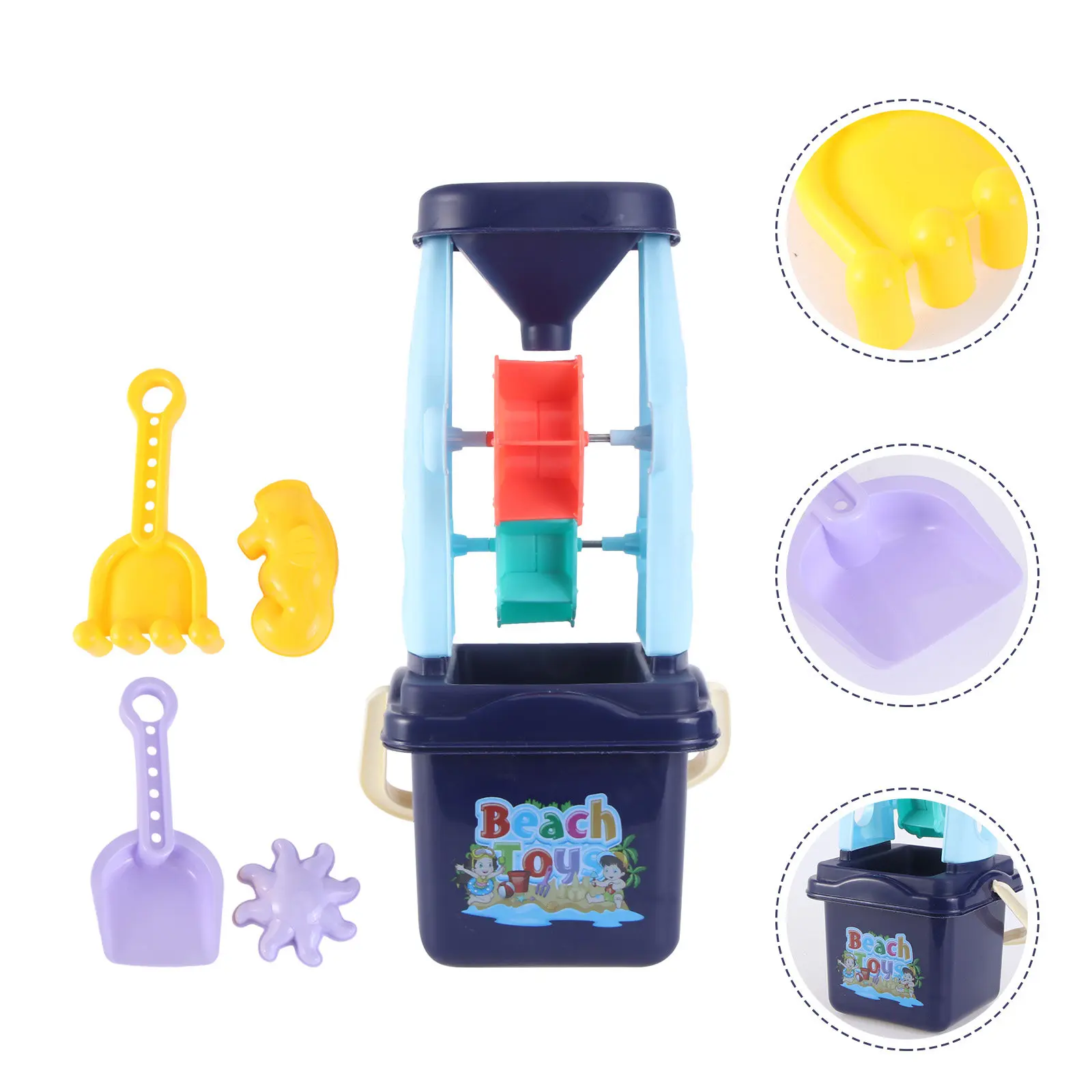 

5Pcs Beach Play Set Parent-Child Interactive Hourglass Sand Shovel Bucket Rake Creative Outdoor Sand Playing Fun
