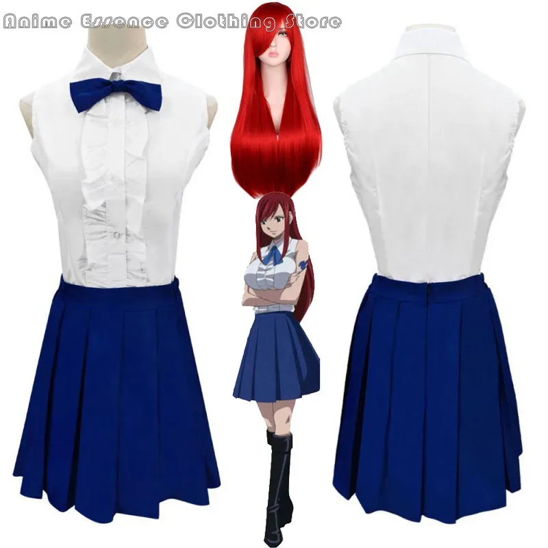 أزياء الذيل القرمزي ملابس أنيمي الجنية الملكة اليومية الملبس فتاة JK موحدة التنانير Erza تأثيري Wiga ؛ 3,v'5.t;8,