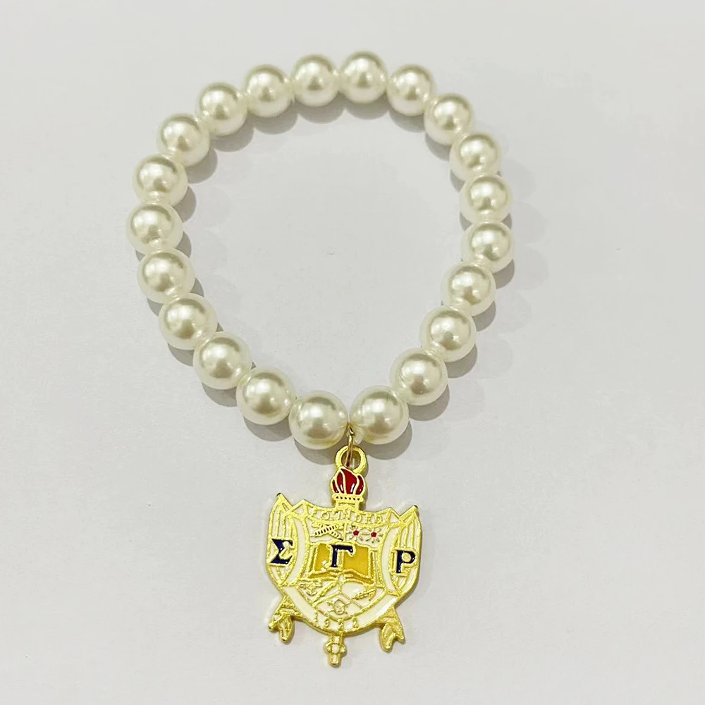 5pcs Sigma Gamma Rho Greek Letter Shield Pendant Bracelet