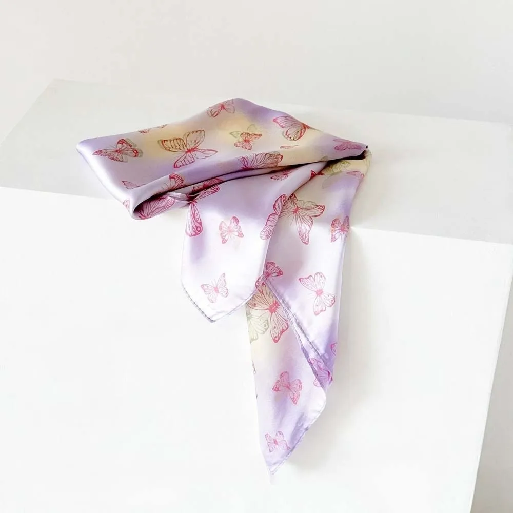 

Breathable Small Square Scarf Lightweight Sunscreen Butterfly Patterned Headscarf Hair Band Headband Printed Silk Scarf Outdoor