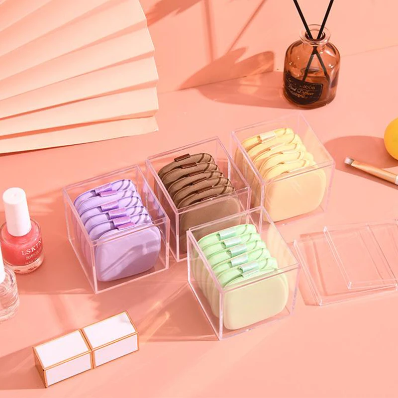 Transparent Powder Puff Beauty Egg Storage Box Safe Plastic Material Cosmetic Storage Box Waterproof Dustproof Box