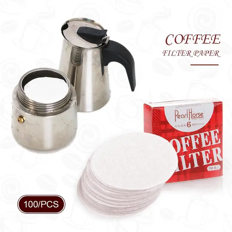 Round Coffee Filter Paper 100pcs Pill-shaped Moka Pot Coffee Maker Filter Circular Hand-poured Coffee Tools