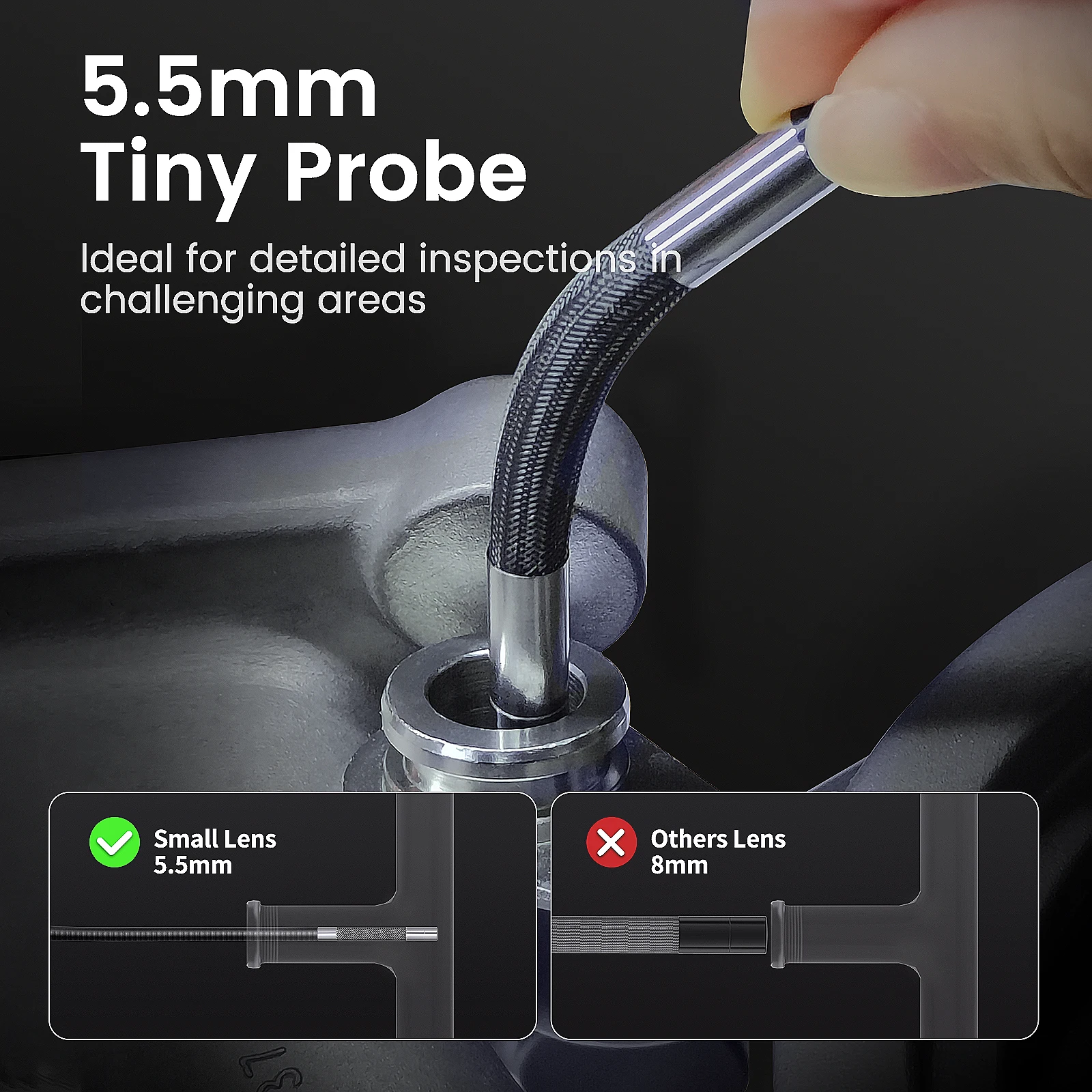 TESLONG 2.0MP 5.5mm Lens Two-way 210°Articulating Endoscope Camera for Android Ios Tablet Endoscope Recording video with sound