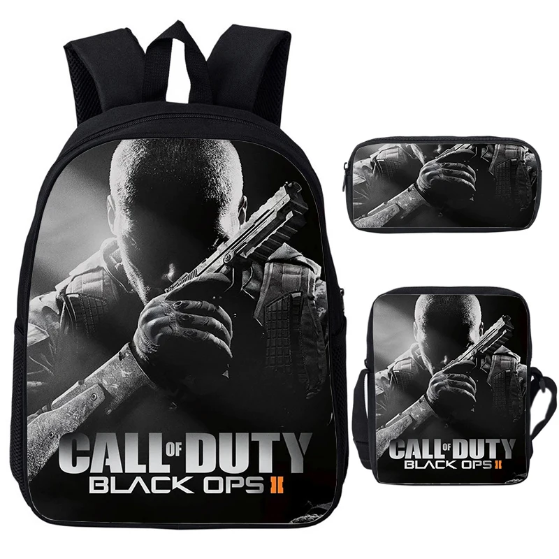 Kids 3pcs Set Game Call Of Duty Black Ops Print Backpack Student Bookbag Travel Rucksack Call Of Duty School Bag for Boys Girls