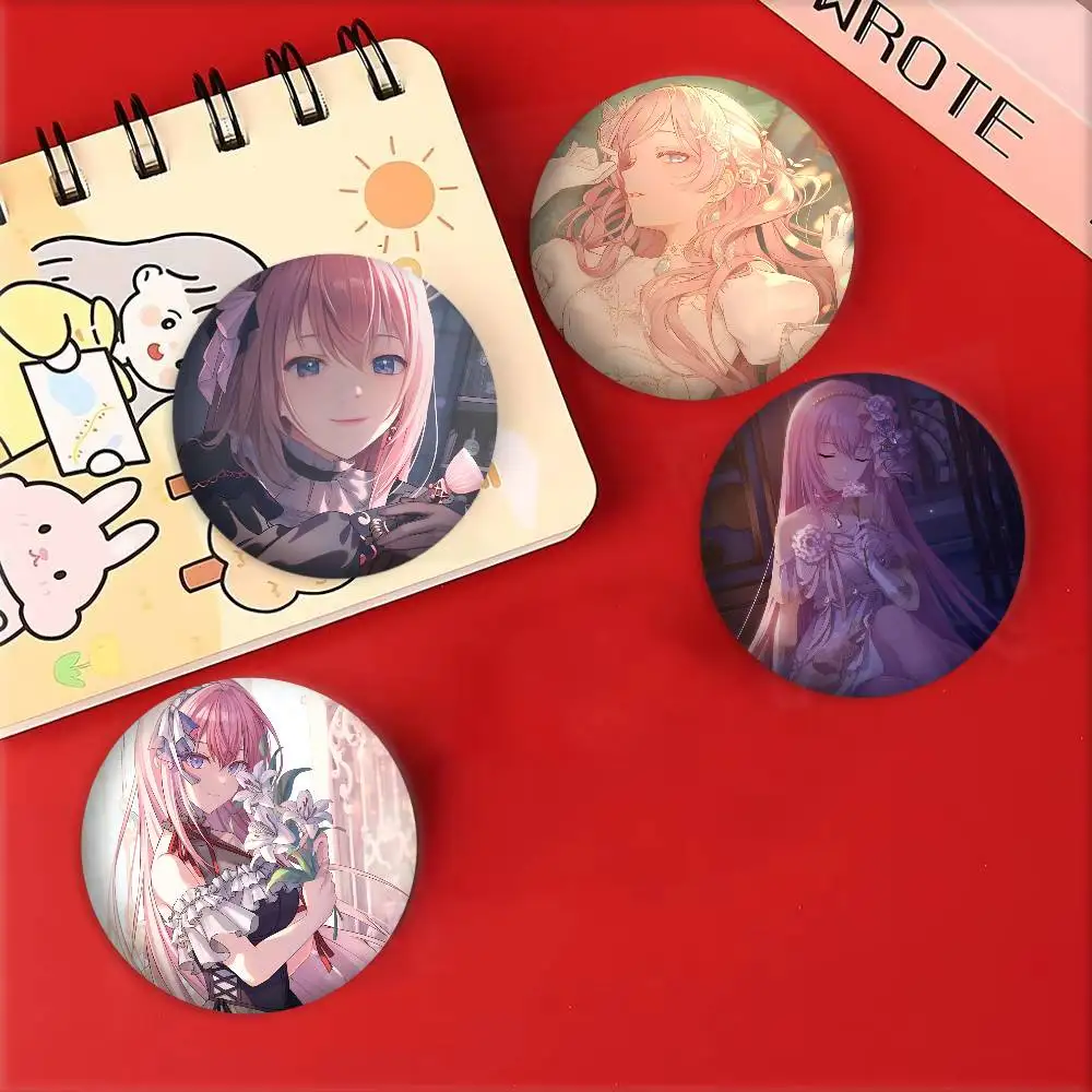 Insignias de Manga Megurine Luka de Anime p-project, insignia láser redonda, broche de dibujos animados, ropa, mochila, accesorios, solapa