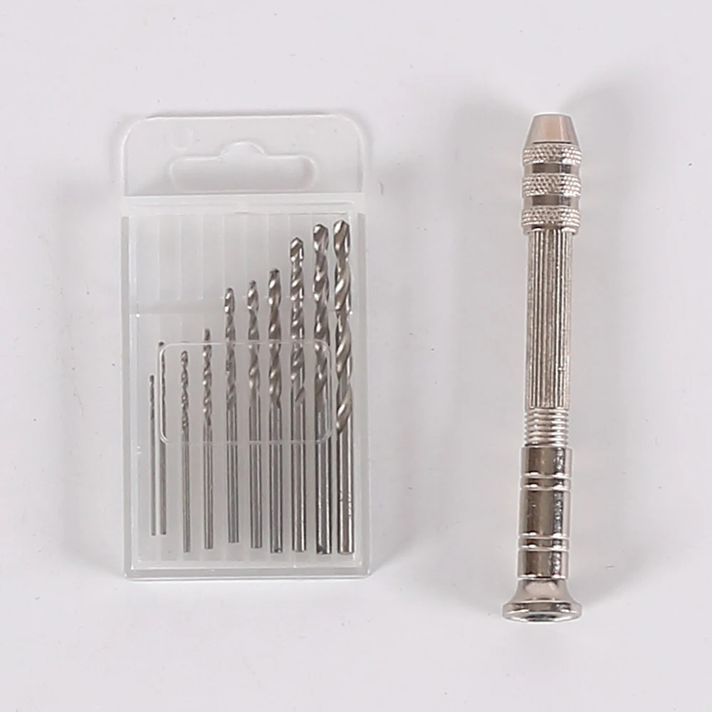 Pin Vise Hand Drill Set with 10Pcs Twist Drill Bits Manual Mini Hand Twist Drill for Resin Jewelry Making Wood Model Tool