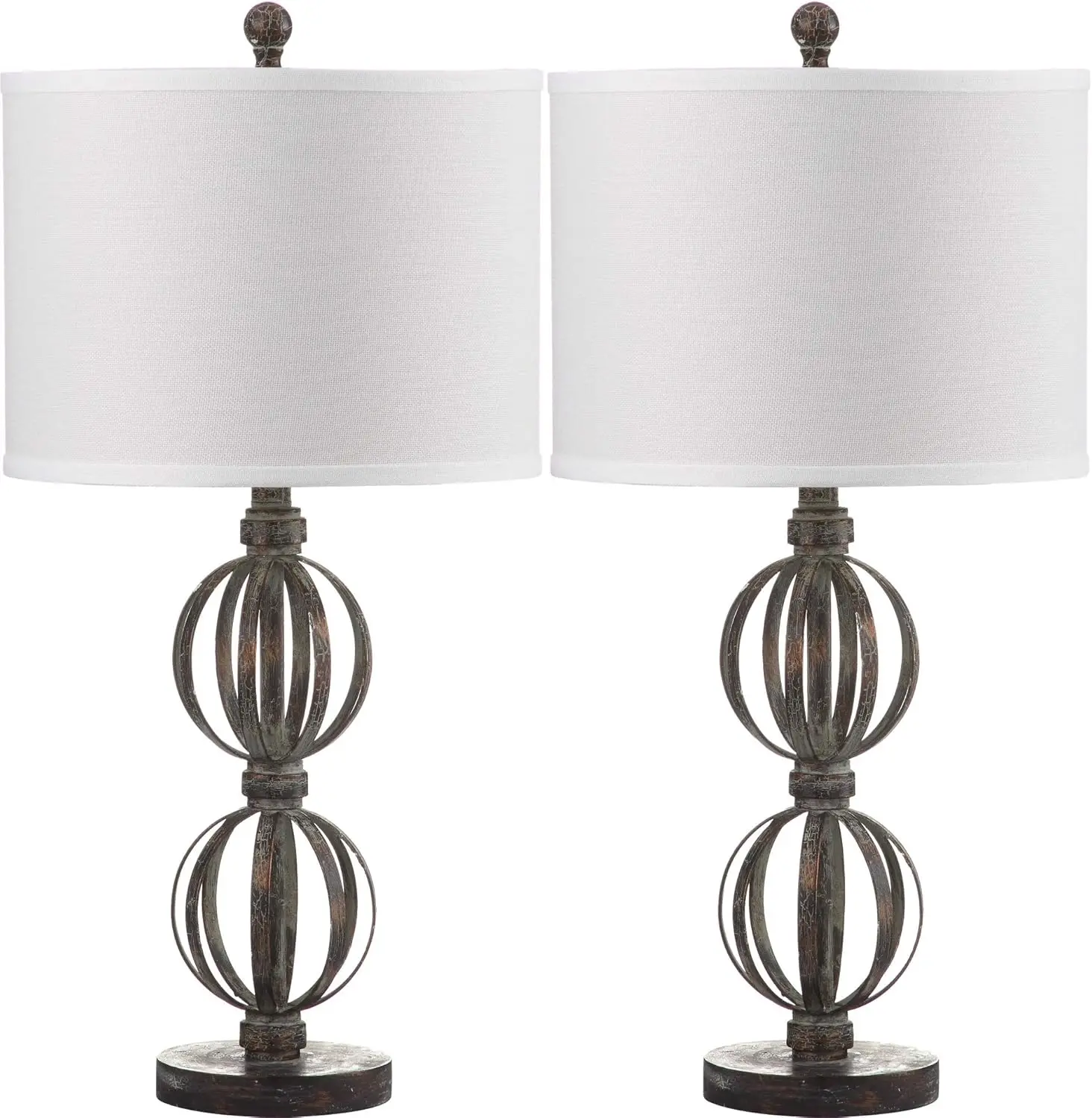 Safavieh Calista 소박한 농가 조명 컬렉션, 이중 구 오일 마찰 청동, 28 인치 침실 거실 홈 오피스