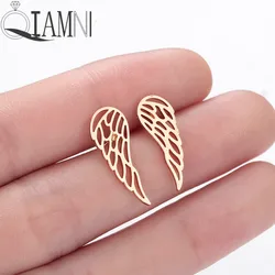 QIAMNI Stainless Steel Minimalist Wings Stud Earring for Women Men Birthday Gifts Ear Climbers Party Jewelry Pendientes Brincos