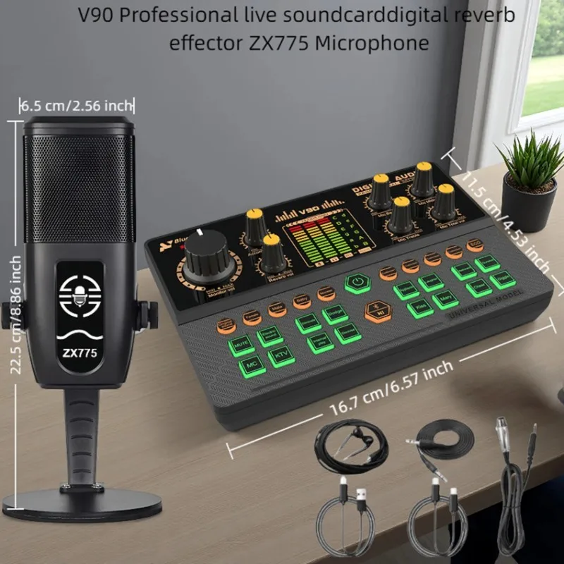

Stylish-Voice Changer V90+ ZX775 Sound Card Set Mixer For PC& Smartphone, For Live Streaming& Gaming