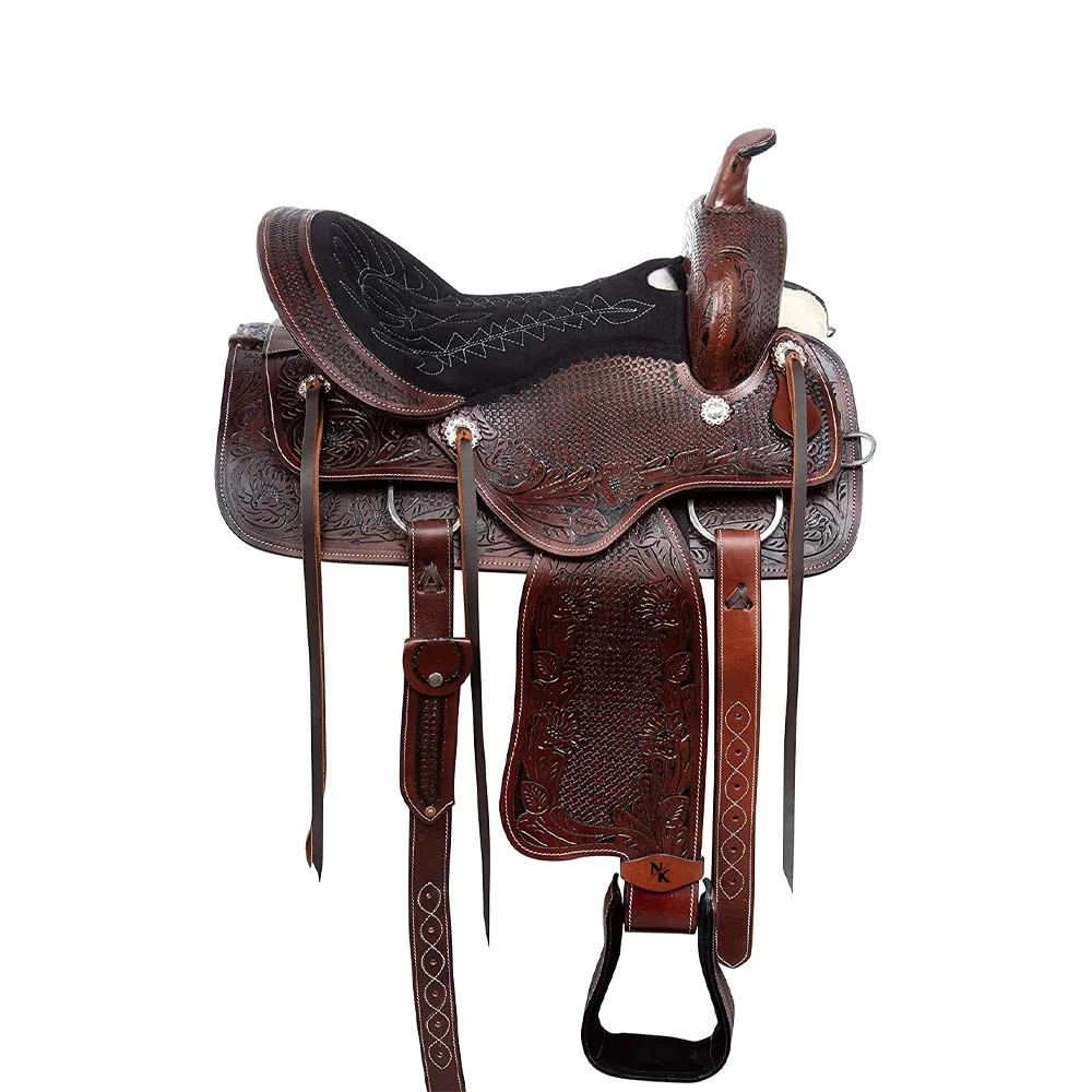 Premium Western Riding Saddle Premium Equestrian Saddle Comfort Harness Ranch Gear Genuine Leather Equestrian Equipment