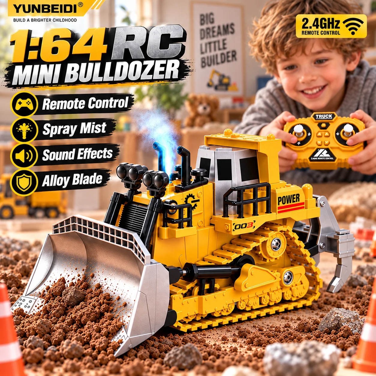 Kids Toys Under $20 - 1:64 RC Engineering Truck 2,4 GHz