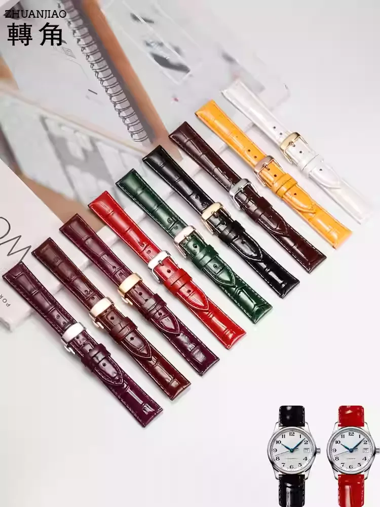 Glossy genuine leather watchband 12 13 14 15 16 17 18 19 20 22mm watch strap Men Women top layer cowhide leather wrist belt